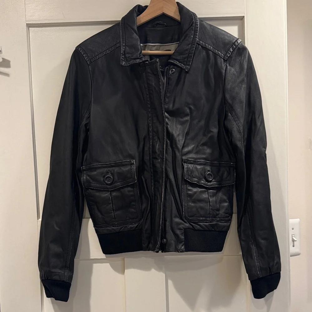 J. Crew Collection Leather Bomber Jacket